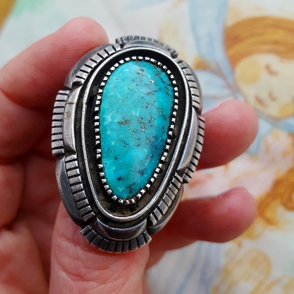🌙HUGE Sterling Turquoise Ring - Picture 3 of 16